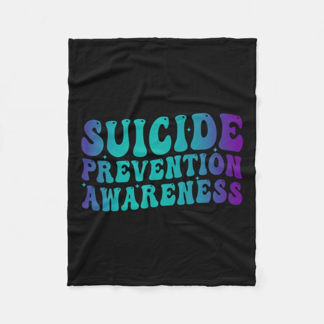 Suicide Prevention Awareness Groovy Teal Purple Ri Fleece Blanket (Front)