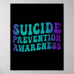 Suicide Prevention Awareness Groovy Teal Purple Ri Poster
