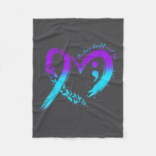 Suicide Prevention Awareness Heart Teal And Purple Fleece Blanket