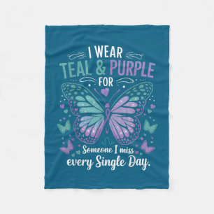 Suicide Prevention Awareness I Wear Teal And Purpl Fleece Blanket