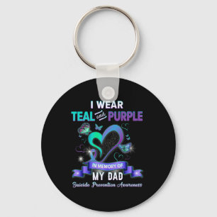 Suicide Prevention Awareness I Wear Teal Purple Fo Keychain