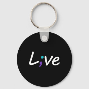 Suicide Prevention Awareness Live Love Semicolon  Keychain