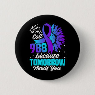 Suicide Prevention Awareness Mental Health Ribbon  2 Inch Round Button