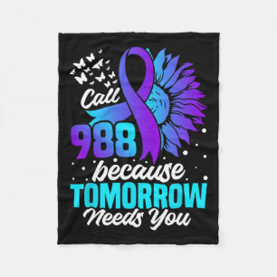 Suicide Prevention Awareness Mental Health Ribbon Fleece Blanket