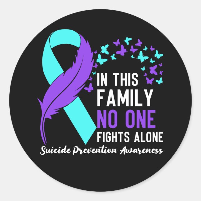 Suicide Prevention Awareness Month Butterflies Tea Classic Round Sticker (Front)