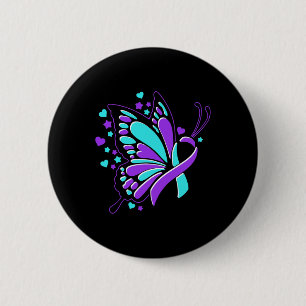 Suicide Prevention Awareness Month Butterfly Ribbo 2 Inch Round Button