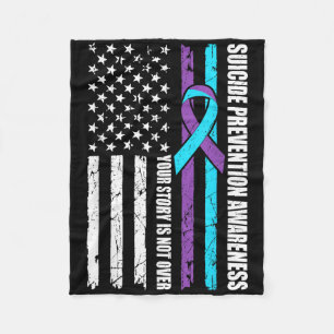 Suicide Prevention Awareness Month Flag Teal & Fleece Blanket