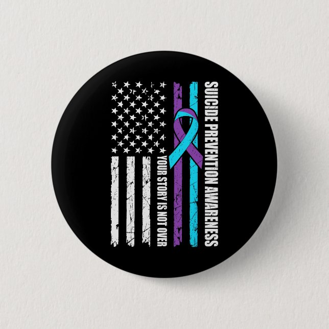 Suicide Prevention Awareness Month Flag Teal And P 2 Inch Round Button (Front)