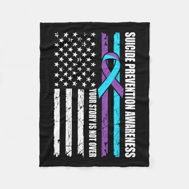 Suicide Prevention Awareness Month Flag Teal And P Fleece Blanket (Front)