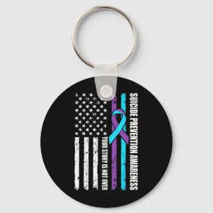 Suicide Prevention Awareness Month Flag Teal And P Keychain
