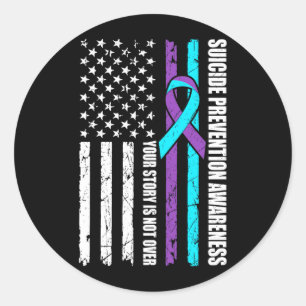 Suicide Prevention Awareness Month Flag Teal Classic Round Sticker