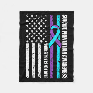 Suicide Prevention Awareness Month Flag Teal Fleece Blanket
