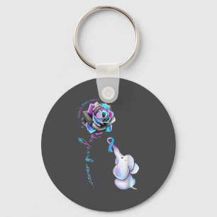 Suicide Prevention Awareness Month Flower Elephant Keychain