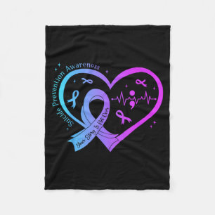 Suicide Prevention Awareness Month Heart Teal Fleece Blanket