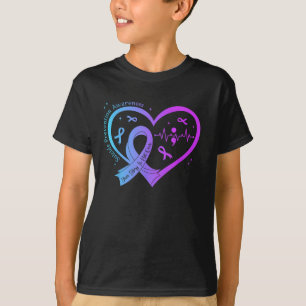 Suicide Prevention Awareness Month Heart Teal Purp T-Shirt