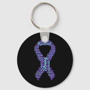 Suicide Prevention Awareness Month Ribbon With Str Keychain
