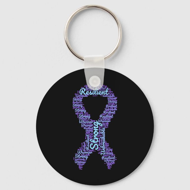 Suicide Prevention Awareness Month Ribbon With Str Keychain (Front)