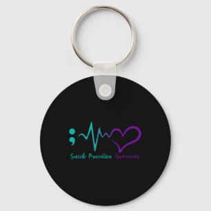 Suicide Prevention Awareness Month Semicolon Heart Keychain