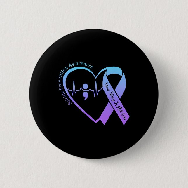 Suicide Prevention Awareness Month Teal And Purple 2 Inch Round Button (Front)
