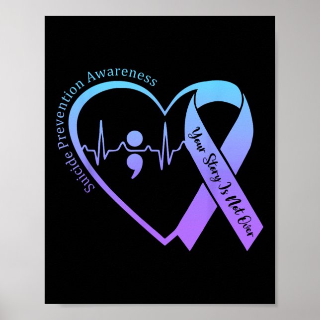 Suicide Prevention Awareness Month Teal And Purple Poster (Front)