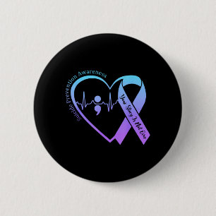 Suicide Prevention Awareness Month Teal Purple 2 Inch Round Button