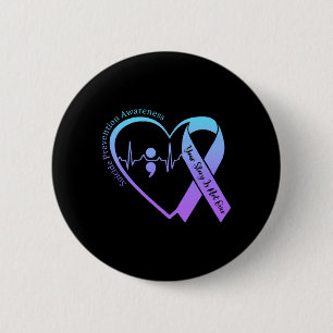 Suicide Prevention Awareness Month Teal Purple 2 Inch Round Button