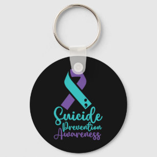 Suicide Prevention Awareness Month Teal Purple Sma Keychain