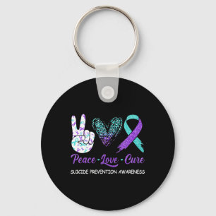 Suicide Prevention Awareness Peace Love Cure Leopa Keychain