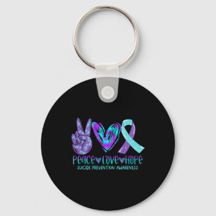 Suicide Prevention Awareness Peace Love Hope Menta Keychain