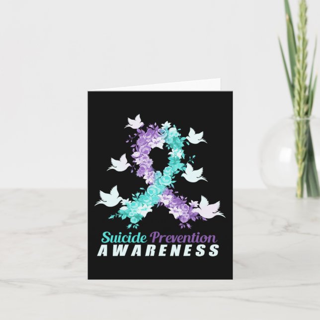 Suicide Prevention Awareness Pink And Teal Ribbon  Card (Front)
