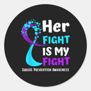 Suicide Prevention Awareness Purple Ribbon Family Classic Round Sticker