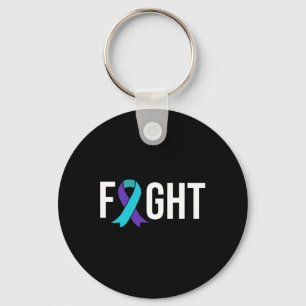 Suicide Prevention Awareness Purple Teal Ribbon  Keychain