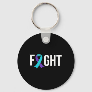 Suicide Prevention Awareness Purple Teal Ribbon Keychain
