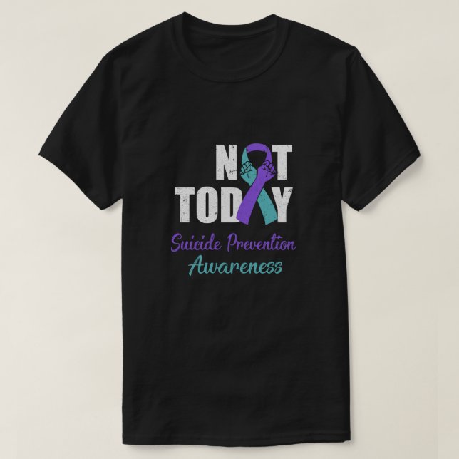 Suicide Prevention Awareness Purple Teal Ribbon No T-Shirt (Design Front)