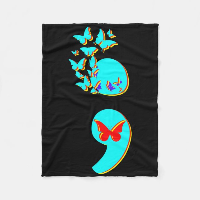 Suicide Prevention Awareness Quote Semicolon  Fleece Blanket (Front)