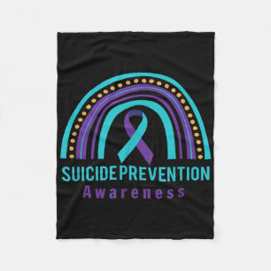 Suicide Prevention Awareness Rainbow & Teal &a Fleece Blanket