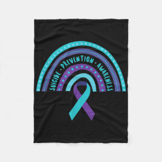 Suicide Prevention Awareness Rainbow With Ribbon  Fleece Blanket