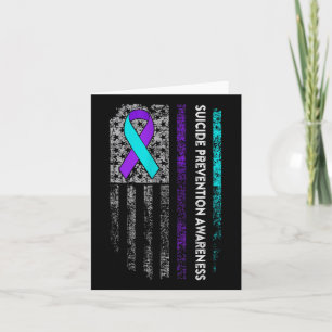 Suicide Prevention Awareness Ribbon American Flag Card