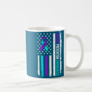 Suicide Prevention Awareness Ribbon American Flag Coffee Mug