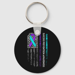 Suicide Prevention Awareness Ribbon American Flag Keychain