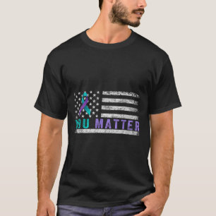 Suicide Prevention Awareness Ribbon American Flag T-Shirt