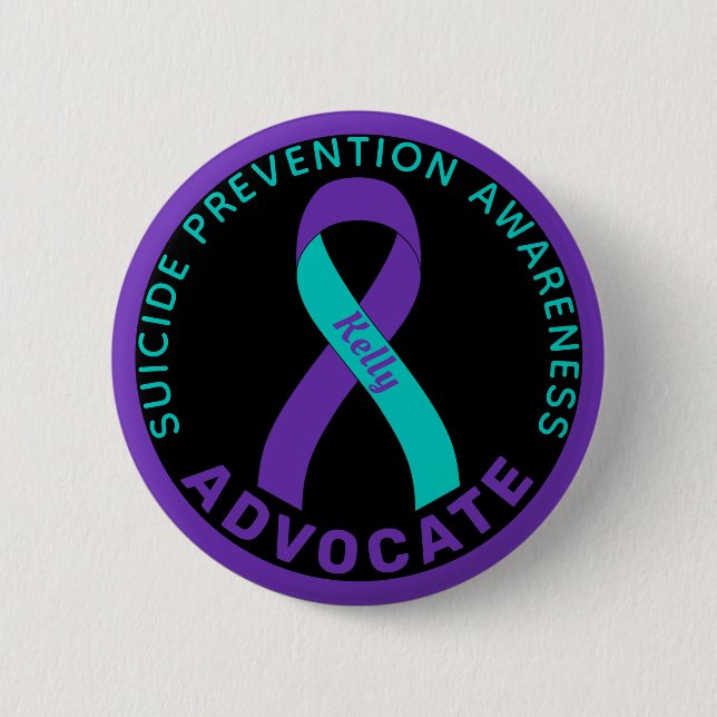 Suicide Prevention Awareness Ribbon Black Button (Front)
