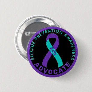 Suicide Prevention Awareness Ribbon Black Button