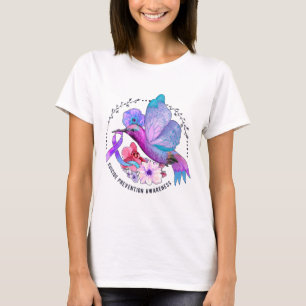 Suicide Prevention Awareness Ribbon Butterfly Purp T-Shirt