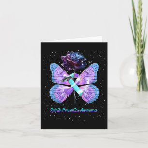 Suicide Prevention Awareness Ribbon Rose Butterfly Card