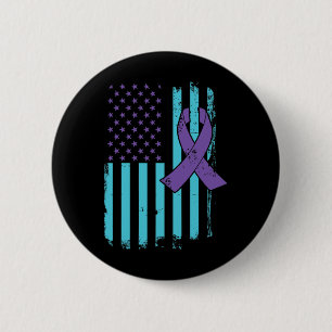 Suicide Prevention Awareness Ribbon Usa American F 2 Inch Round Button