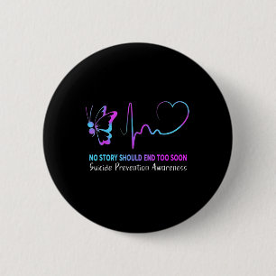 Suicide Prevention Awareness Semicolon Butterfly H 2 Inch Round Button
