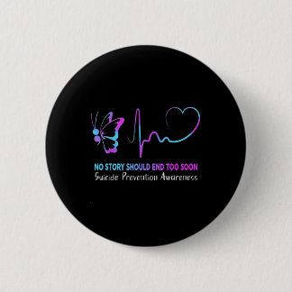 Suicide Prevention Awareness Semicolon Butterfly H 2 Inch Round Button