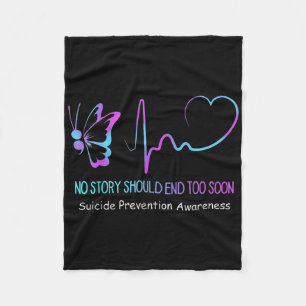Suicide Prevention Awareness Semicolon Butterfly H Fleece Blanket