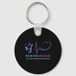 Suicide Prevention Awareness Semicolon Butterfly H Keychain